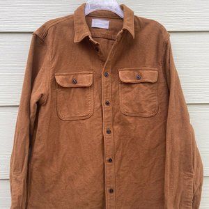 Everlane Heavyweight Button Down L/S Relaxed Straight Fit Overshirt Camel Large